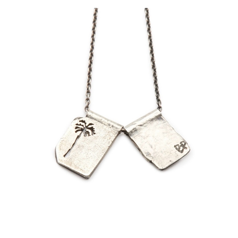Silver Palm Tree Pendant Necklace